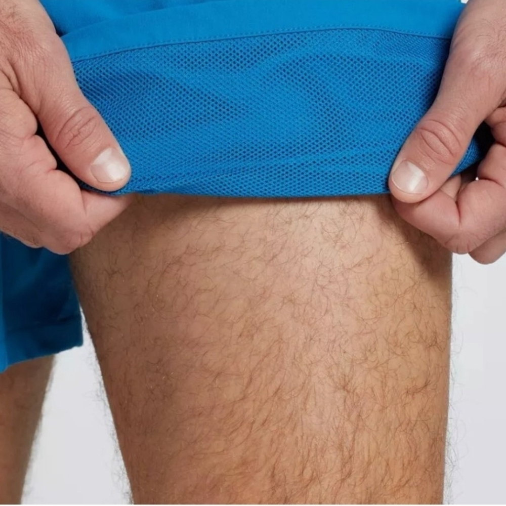 Men's Athletic Drawstring Shorts - Blue - Picture 5 of 8